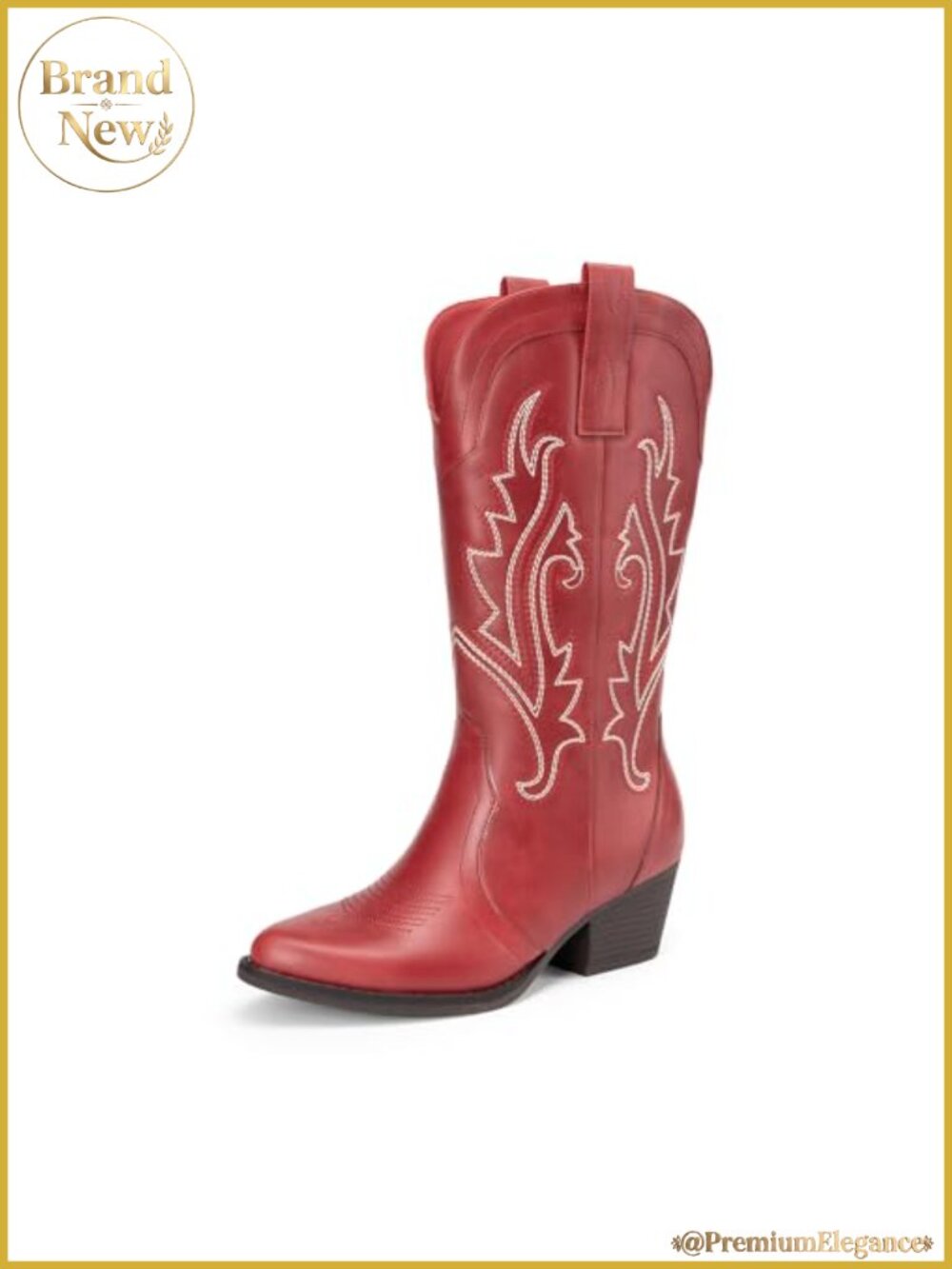 Embroidered Mid-Calf Cowgirl Boots 2-Inch Block Heel Western